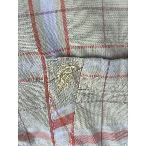 PHAT FARM Men's Short Sleeve Button Down Shirt Plaid Yellow/Orange Size XL - Picture 4 of 5